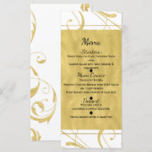 Wit & Faux Goud Bloemen Werveltje Chic Trouwmenu Menu (Voorkant / Achterkant)