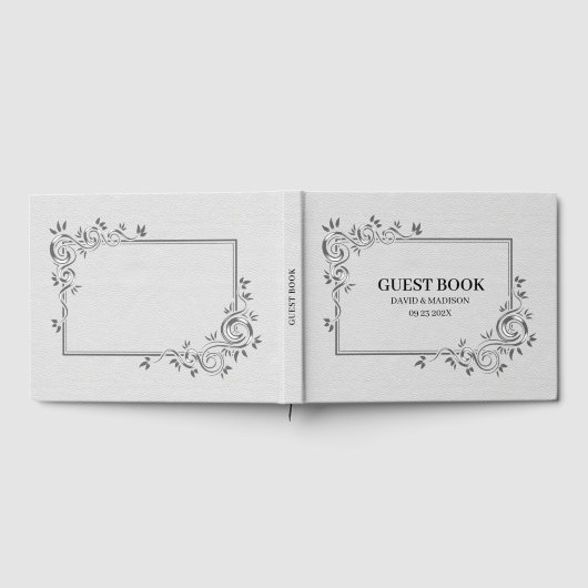 Wit Faux Leather Black Lijst Gastenboek (Volledig)