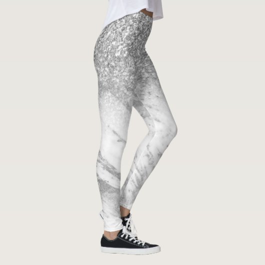 Wit faux marmer en glitter ombre leggings (Rechts)