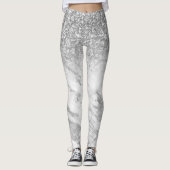 Wit faux marmer en glitter ombre leggings (Voorkant)