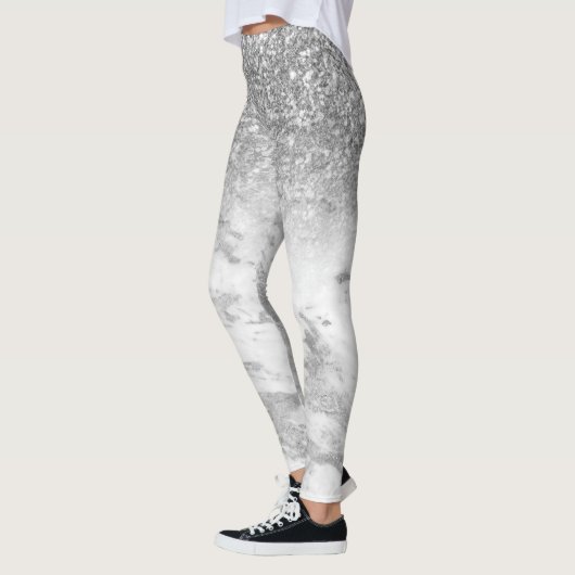 Wit faux marmer en glitter ombre leggings (Links)