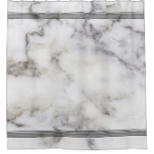 Wit Faux Marmeren Steen Zwart Strepen Accent Douchegordijn (Voorkant)