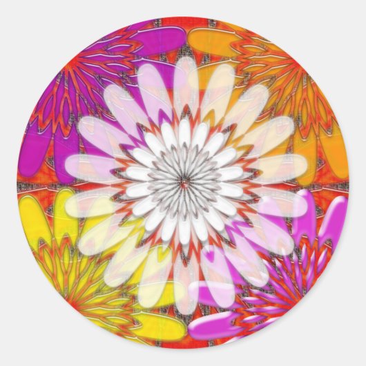 WIT felle ZON Chakra Zonnebloem Yoga Mandala FUN Ronde Sticker (Voorkant)