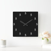Wit Five o'Clock ergens op Zwart Vierkante Klok (Huis)