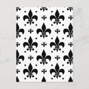 Wit Fleur-de-lis-patroon ontwerp achtergrond  Briefkaart
