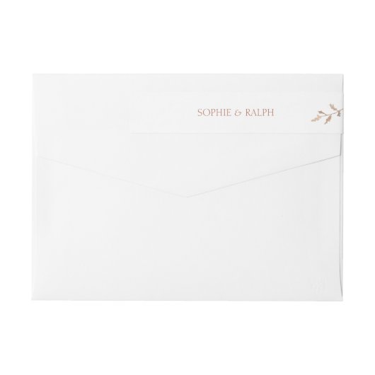 Wit Foliage bruiloft paar retour adres label (Achterkant)