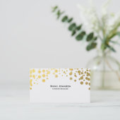 Wit Folie Glam Confetti Stippen Visitekaartje (Staand voorkant)