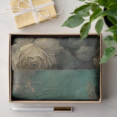 wit Frans roos gouden folie smaragdgroen Tissuepapier (Geschenk)