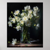 Wit Freesia Bloemen Art Print Poster (Voorkant)
