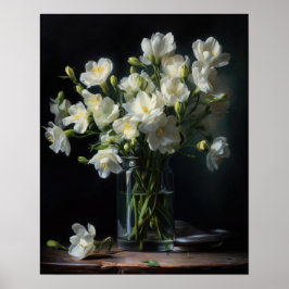 Wit Freesia Bloemen Art Print Poster