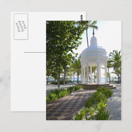 wit - gazebo op een tropisch eiland briefkaart (Voorkant / Achterkant)