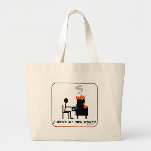 Wit gebeurt grappig met creatieve verklaring grote tote bag
