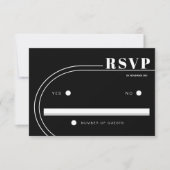Wit gebogen lijst zwart minimalistische bruiloft RSVP kaartje (Voorkant)
