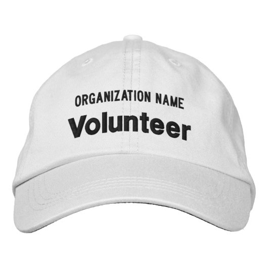 Wit Geborduurd Vrijwilliger Pet Verstelbaar Pet (Voorkant)