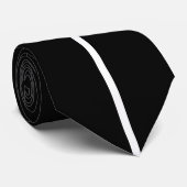 Wit Gecentreerd Dunne Verticale Lijn op Zwart Stropdas (Opgerold)