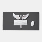 Wit Gedetailleerd Clean Caduceus Antraciet Medical Bureaumat (Keyboard & Muis)