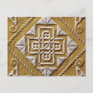 Wit GEDRUKT cutwork borduurwerk 1 op linnen custom Briefkaart