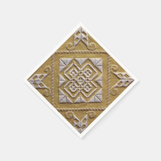 Wit GEDRUKT cutwork borduurwerk 1 op linnen custom Servetten (Hoek)