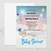 wit geel Blauwe Ballon Het is een Boy Baby shower Kaart (Voorkant / Achterkant)