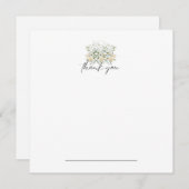 Wit & Geel Bloemen Dank u Notecard Bedankkaart (Voorkant / Achterkant)