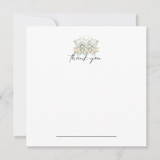 Wit & Geel Bloemen Dank u Notecard Bedankkaart (Voorkant)