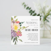 Wit Geel Blush Bourgondië Bloemen Trouwdouche Kaart (Staand voorkant)