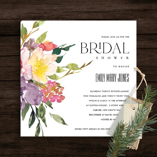 WIT GEEL BLUSH BURGUNDY FLORAL VRIJGEZELLENFEEST KAART