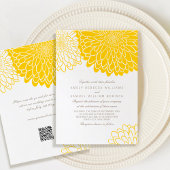 Wit Geel Chrysanthemum Eenvoudige QR RSVP Huwelijk Kaart