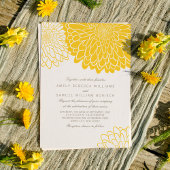 Wit Geel Chrysanthemum Eenvoudige Stijlvolle Huwel Kaart