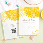 Wit Geel Chrysanthemum QR Code Save the Date Kaart