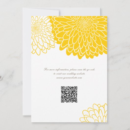 Wit Geel Chrysanthemum QR Code Save the Date Kaart (Achterkant)