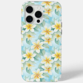 Wit Geel Frangipani Floral Designer iPhone 15 Pro Max Hoesje