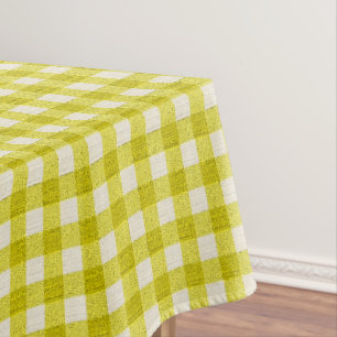 Wit & Geel Gingham Patroon Katoen geruit Tafelkleed