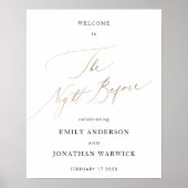 Wit Geel Goud Kalligrafie Repetitie Diner Poster (Voorkant)