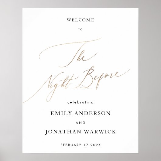 Wit Geel Goud Kalligrafie Repetitie Diner Poster (Voorkant)