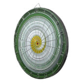 Wit, geel, groen spiraalpatroon dartbord (Voorkant Rechts)