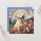 Wit Geel Lab Regenboog Memorial Bridge Hondennaam Kaart (Voorkant / Achterkant in situ)