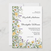 Wit Geel Lavendel Bloemige Eucalyptus Bruiloft Kaart (Voorkant)