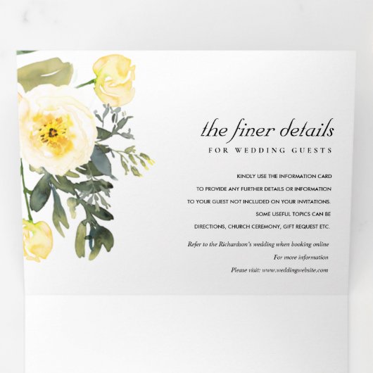 WIT-GEEL VREDESVLOEDBLOEDING VAN DE WATERVERF DRIELUIK UITNODIGING (Binnenzijde eerst)