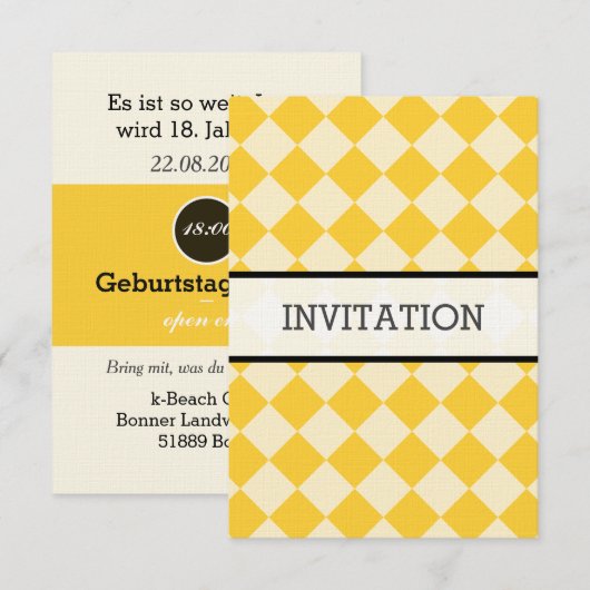 Wit, geel, zwart kaart (Voorkant / Achterkant)