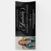 Wit Gefeliciteerd Foto Zwart Afstuderen Spandoek (Verticaal)