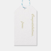Wit Gefeliciteerd Gift Label (gouden script) Cadeaulabel (Voorkant)
