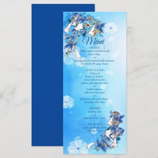 Wit geïllustreerd Waterverf Moonflower Menu (Voorkant / Achterkant)