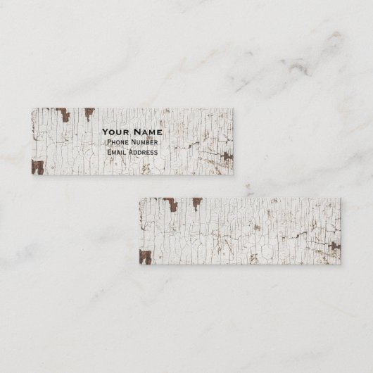 wit gekleurd hout mini visitekaartje (Voorkant / Achterkant)