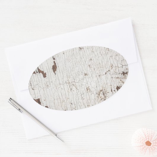  wit gekleurd hout ovale sticker (Envelop)