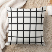 Wit gekleurd vierkant patroon en zwarte randen kussen (Deken)