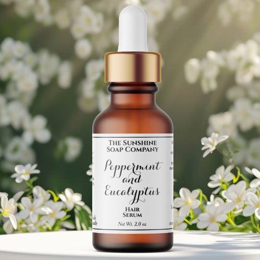 Wit gekruld tekst cosmetica druppelfles label 