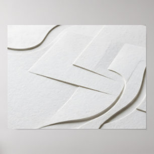 Wit Gelaagd Papier Reliëf Minimalistische Poster