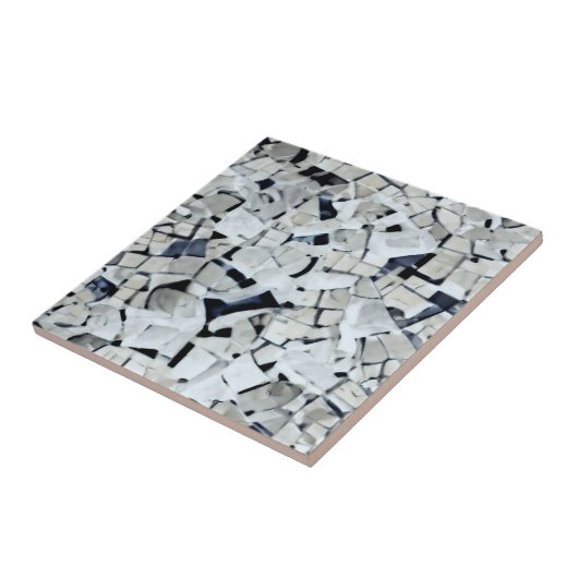 Wit gelummerd patroon grijs tegeltje (Zijkant)