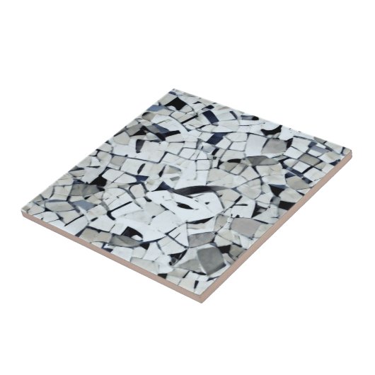 Wit gelummerd patroon grijs tegeltje (Zijkant)